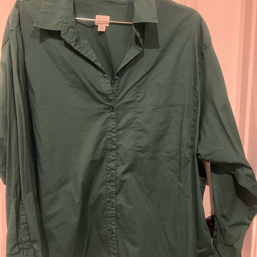 Green Button-Up Shirt